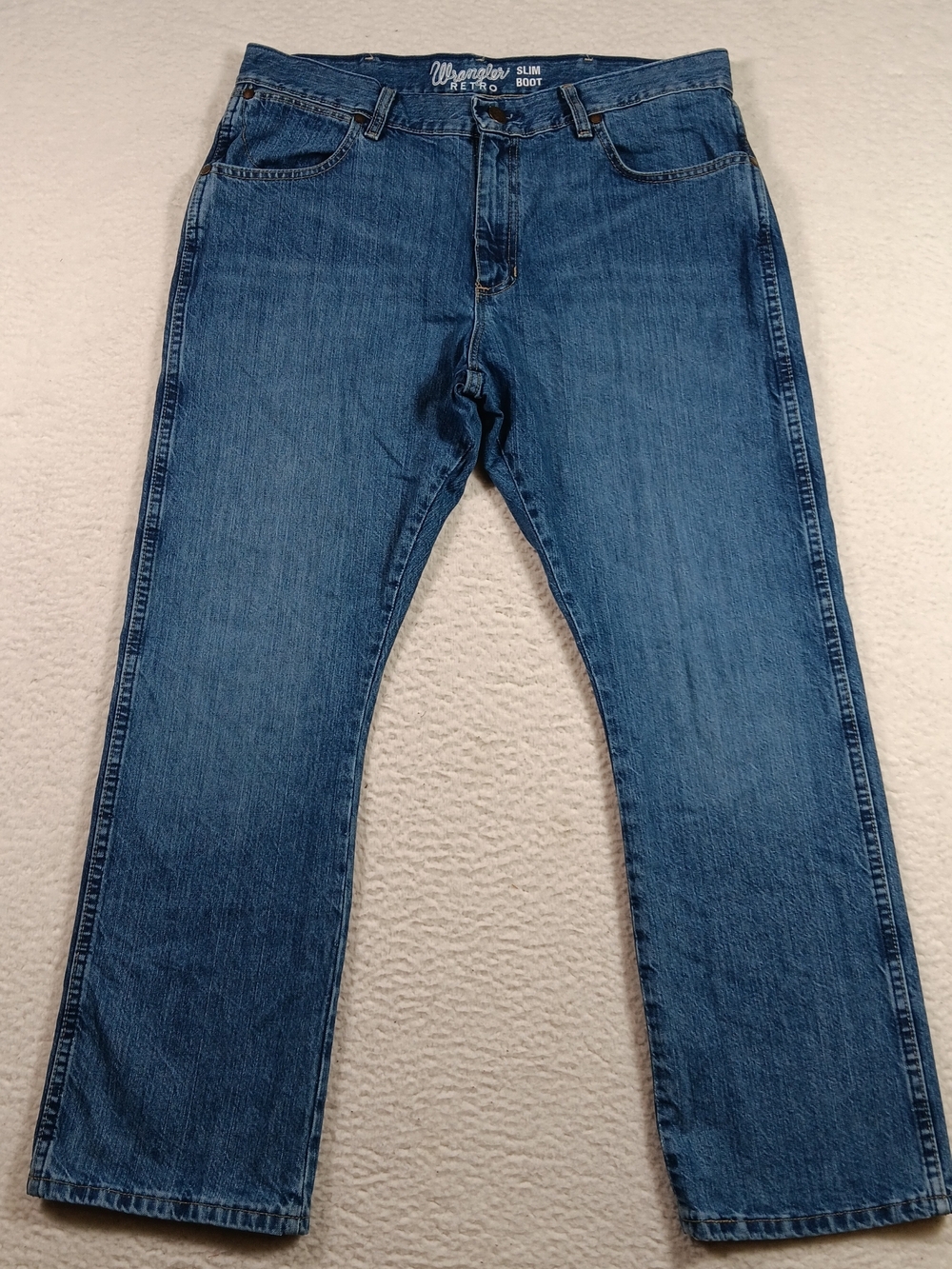 Wrangler Retro Jeans Mens 36x30 Blue Denim Slim Boot Cut Western Cowboy Rodeo
